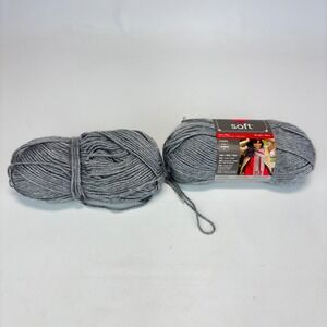 Red Heart Soft Yarn 2 Skeins Light Grey Heather 4oz Medium 4 Acrylic Crochet